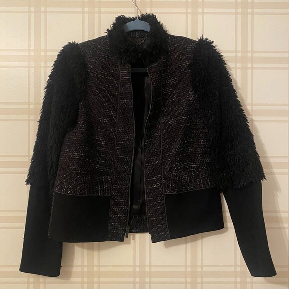 BCBGMaxAzria - Tweed & Faux Fur Jacket - Picture 2 of 5